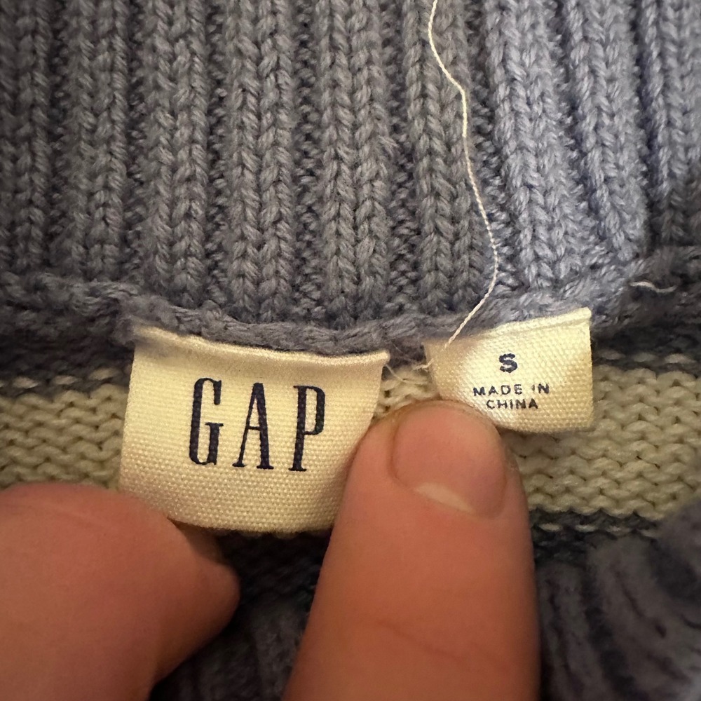 Gap Striped Sweater Womens Small Blue White Excellent Mock Neck Knit Tunic - Picture 3 of 4
